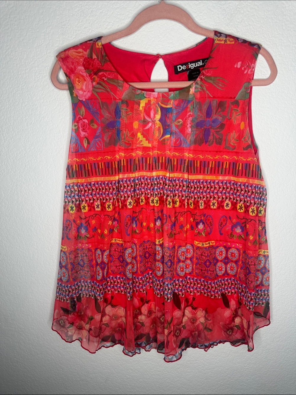 Desigual Red Multicolor Floral & Patterned Sleeveless Camisole